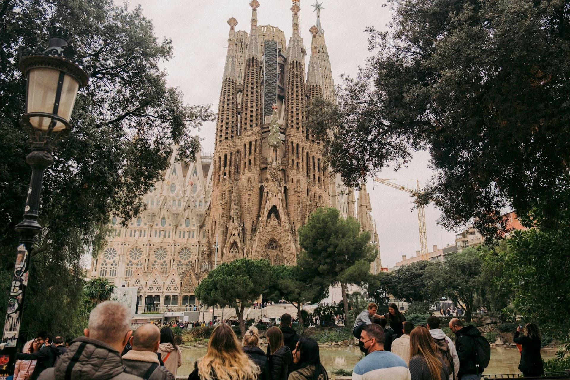 The soaring stained-glass interior and tree-like columns of Gaudí's Sagrada Família basilica in Barcelona